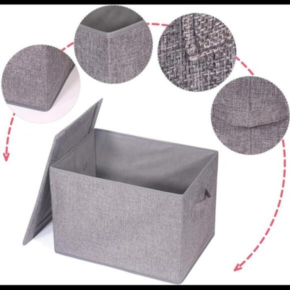 5 Pack Large Foldable Storage Box with Lids [16.5x11.8x11.8] - Picture 3 of 7